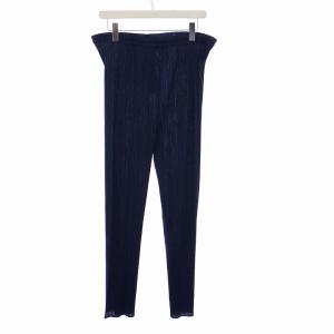 プリーツ イージーパンツ L 紺 ネイビー