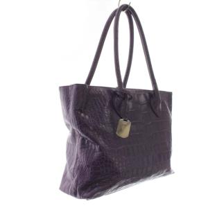 FURLA トートバッグ ハンドバッグ クロコ 型押しレザー 鞄 紫 パープル