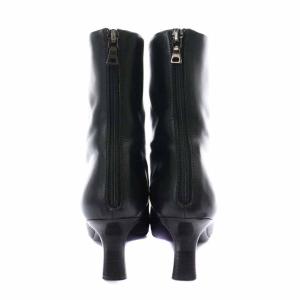 PRADA ショートブーツ レザー スクエアトゥ ハイヒール 38 25cm 黒 ブラック