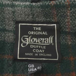 GLOVERALL ダッフルコート ロング丈 ウール チェック柄 アウター USA40 EUR50 L 緑 グリーン イギリス製