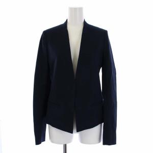 STRETCH CANVAS CLEAN BLAZER UL ノーカラージャケット トッパー 裏地なし 0 XS 紺 ネイビー