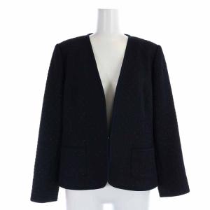Leilian セットアップ 上下 ノーカラージャケット フレアスカート ひざ丈 近年モデル 11 L 紺 ネイビー