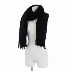 HERMES ストール ショール マフラー カシミヤ100％ ロゴ刺繍 フリンジ ブラック