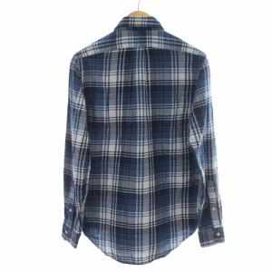 RALPH LAUREN ネルシャツ ボタンダウン 長袖 チェック ワンポイント XS 青 ブルー