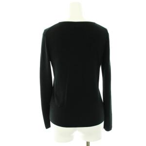 LANVIN COLLECTION スクエアネックニット カットソー ウール 長袖 38 M 黒 ブラック