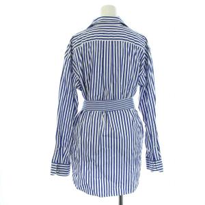 POLO RALPH LAUREN ブラウス シャツ チュニック 長袖 ストライプ ベルト  6 M-L 青 ブルー 白 ホワイト