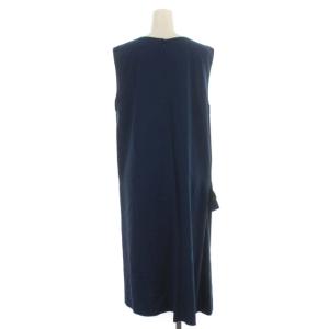 ETRO ワンピース ドレス ひざ丈 ノースリーブ 総柄 スパンコール Iライン 46 L 青 ブルー