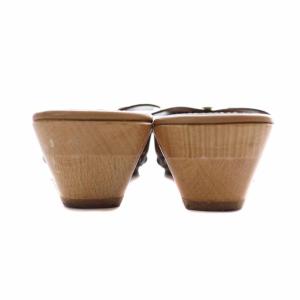 PRADA ヘップサンダル レザー ローヒール バタフライ 蝶々 スタッズ 36 23cm 茶 ブラウン オレンジ