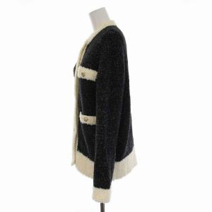 CELFORD 21AW ツイードニットカーディガン 長袖 金ボタン F 黒 ブラック 白