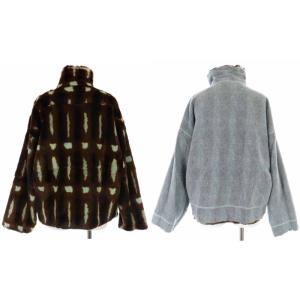 ARMANI COLLEZIONI スタンドカラージャケット ハイネック リバーシブル エコファー ジップアップ 42 M 茶 ブラウン グレー