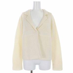 ニットカーディガン ウール混 長袖 42 M アイボリー