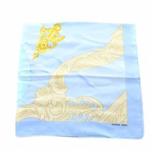 HERMES カレ90 TURQUERIES 2 スカーフ シルク 槍 水色 ライトブルー