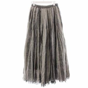 Ameri VINTAGE 20SS LINEN STRIPE SKIRT フレアスカート ロング マキシ ストライプ 麻 M グレー