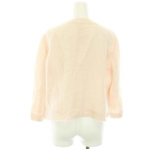 Leilian ノーカラージャケット ウール混 七分袖 薄手 コサージュ付き 大きいサイズ 13 XL ベビーピンク