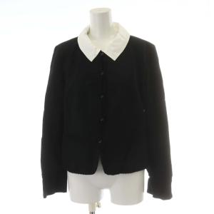 ノーカラージャケット ジャケット 長袖 シルク 大きいサイズ 13 XL 黒 ブラック