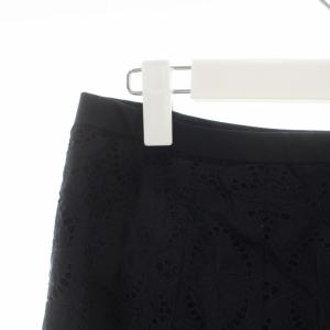 Leilian フレアスカート ギャザースカート ひざ丈 カットワーク 刺繍 大きいサイズ 13 XL 紺 ネイビー