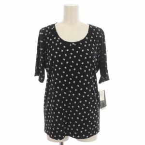 Leilian セットアップ 上下 Tシャツ カットソー プルオーバー フレアスカート 総柄 大きいサイズ 13 XL 紺 ネイビー マルチカラー