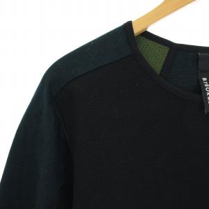 BYBORRE カットソー スウェット トレーナー 切替 長袖 XL 黒 ブラック
