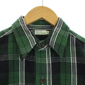 WAREHOUSE DUCK DIGGER FLANNEL SHIRTS ネルシャツ チェック 長袖 38 M 緑 グリーン 黒 ブラック