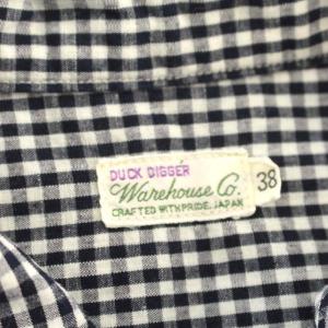WAREHOUSE DUCK DIGGER ギンガムチェック オープンカラー 半袖 シャツ 38 M 黒 ブラック