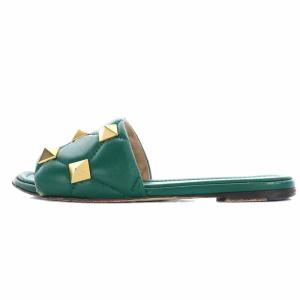 VALENTINO GARAVANI VA ROMAN STD SLIDE ヘップサンダル フラットサンダル レザー キルティング ロックスタッズ 36 23cm