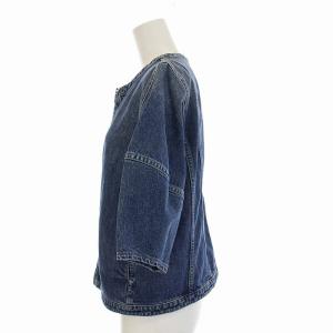 alice + olivia Gジャン ジージャン ノーカラー デニムジャケット ジップアップ 半袖 S P 青 ブルー