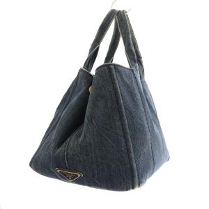 PRADA カナパM トートバッグ  ロゴ デニム AVIO ブルー インディゴ B1877B OH