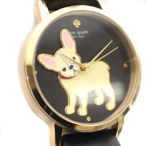kate spade new york 腕時計 KSW1406 グランドメトロ フレンチブルドッグ アナログ クオーツ 黒 ゴールド