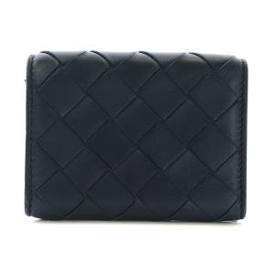 BOTTEGA VENETA 609285VCPP2 イントレチャート 三つ折り財布 コンパクトウォレット 編み込み ネイビー