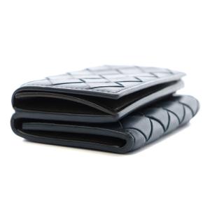 BOTTEGA VENETA 609285VCPP2 イントレチャート 三つ折り財布 コンパクトウォレット 編み込み ネイビー