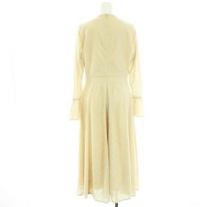 CELFORD ジャガードレースワンピース ロング マキシ 長袖 クルーネック 38 M ベージュ