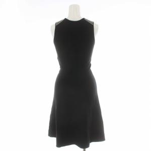 PAULE KA ワンピース ひざ丈 ニット ノースリーブ ボーダー ウール S 白 ホワイト 黒 ブラック