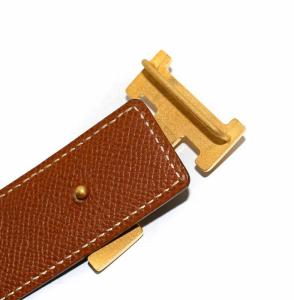HERMES コンスタンス レザーベルト ゴールド金具 75 A刻印 黒