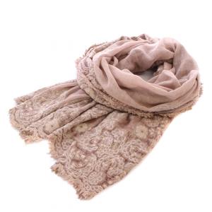 ストール マフラー レース 刺繍 シアー シースルー ピンク