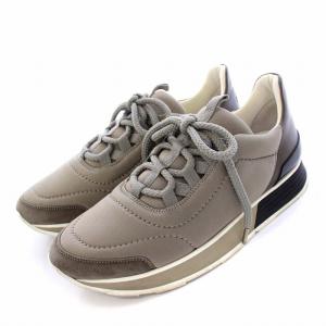 HERMES 182151Z BOUNCING スニーカー レザー切替 36.5 グレージュ