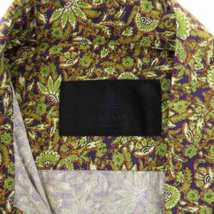 LANVIN COLLECTION 22AW コットンシャツ 長袖 総柄 46 M 緑 グリーン