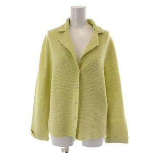 カーディガン 長袖 コットン 11 L 黄緑
