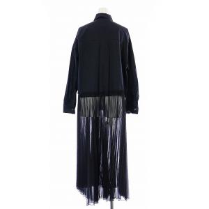 Grace Class 19SS シャツワンピース フレア ロング プリーツ シースルー シアー 長袖 36 S 黒 ブラック