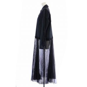 Grace Class 19SS シャツワンピース フレア ロング プリーツ シースルー シアー 長袖 36 S 黒 ブラック