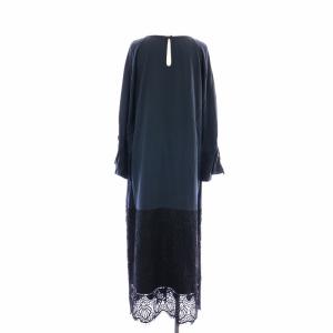 GRACE CONTINENTAL 20AW レースコンビロングワンピース 長袖 フレア マキシ 36 S 紺 ネイビー 黒 ブラック 0120431169