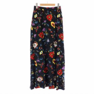 GRACE CONTINENTAL マルチフラワースカート ロング マキシ フレア 刺繍 花柄 総柄 36 S 黒 ブラック マルチカラー 18321139