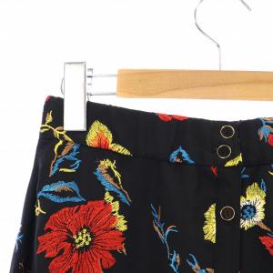 GRACE CONTINENTAL マルチフラワースカート ロング マキシ フレア 刺繍 花柄 総柄 36 S 黒 ブラック マルチカラー 18321139