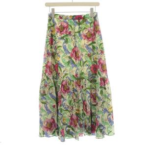 GRACE CONTINENTAL 22SS スカート 花柄 ロング ポリエステル 36 S 黄緑 グリーン ピンク
