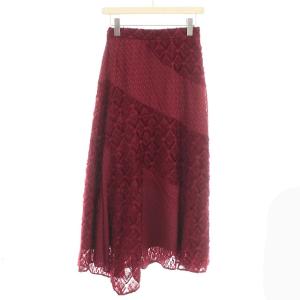 21AW シャギー スカート ロング フレア 36 S 赤 ボルドー