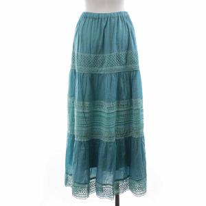 GRACE CONTINENTAL フレアスカート ギャザースカート ロング レース 36 S ターコイズブルー 水色
