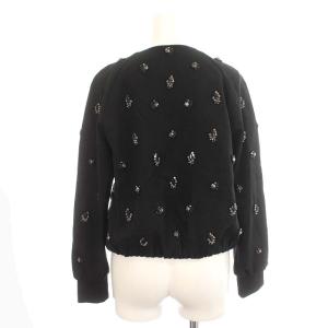 Diagram GRACE CONTINENTAL ノーカラー ジャケット ビジュー ラインストーン ブルゾン 36 S 黒 ブラック