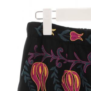 GRACE CONTINENTAL 19AW ワイドパンツ ハイウエスト 刺繍 36 S 黒 ブラック ピンク