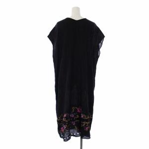 GRACE CONTINENTAL 20AW フラワーカットワークワンピース ロング フレンチスリーブ 花柄 刺繍 36 S 黒 ブラック