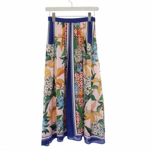 20AW フラワーptフレアsk フレアスカート ロング 花柄 イージー 36 S マルチカラー