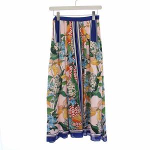 GRACE CONTINENTAL 20AW フラワーptフレアsk フレアスカート ロング 花柄 イージー 36 S マルチカラー